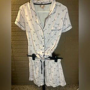 White Pajama Set with Martini Glass Print